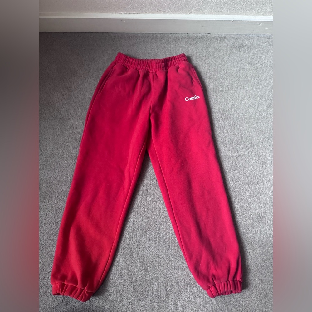 Unisex Comfrt Red Fleece Sweatpants